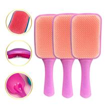 Kit 3 Escova Pente Cabelo Raquete Flex Mágica Glitter Cores