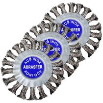 Kit 3 Escovas de Aço Inox Circular Trançada 4.1/2x1/2x7/8