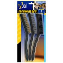 Kit 3 Escovas de Aço Profissional Cerdas Grande 9mm Kit 3 Escovas de Aço Profissional Cerdas Grande 9mm