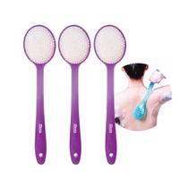 Kit 3 Escovas de Banho Corporal Costas Cabo Longo Massageadora Ricca 37,5cm