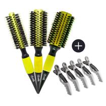 Kit 3 Escovas De Cabelo Thermal + 5 Clips Crocodilo Bonitta Kit 3 Escovas De Cabelo Thermal + 5 Clips Crocodilo Bonitta