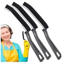 Kit 3 Escovas De Limpeza para Cantos de Casa Automóveis Fendas Cor Preto