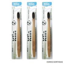 Kit 3 Escovas Dentais Biodegrável Macia com Cabo de Bamboo Klin