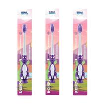 Kit 3 Escovas Dentais Infantil B-Dino Cores Sortidas Búfalo Kit 3 Escovas Dentais Infantil B-Dino Cores Sortidas Búfalo