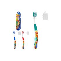 Kit 3 escovas dental infantil com capa protetora personagens Kit 3 escovas dental infantil com capa protetora personagens