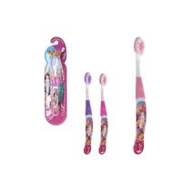 Kit 3 escovas dental infantil com capa protetora personagens