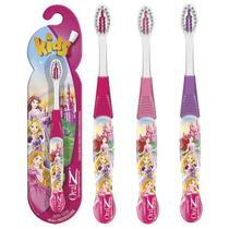 Kit 3 escovas dental infantil princesas com capa protetora