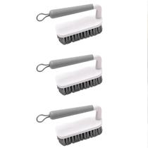 Kit 3 Escovas para Lavar Piso Calçado Roupa Bege Escovão Cerdas Resistentes Flow Ou