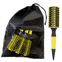 Kit 3 Escovas Térmicas Amarela Profissionais Cabelo Cerdas De Javali - Hairdo