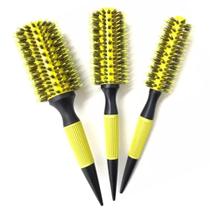 Kit 3 Escovas Térmicas Profissionais Mofashi de Cerdas Mistas De Javali com Cabo Emborrachado