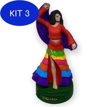 Kit 3 Escultura Cigana Colorida 7 Saias 11 Cm Em Resina - Lua Mística - 100% Original - Loja Oficial