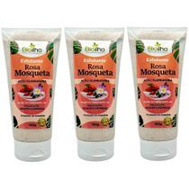 Kit 3 Esfoliante Clareador de Rosa Mosqueta - Clareia Manchas, Trata Acne, Foliculite e estrias
