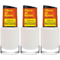 Kit 3 Esmalte Cora Fibra de Nylon Fortalecedor de Unhas