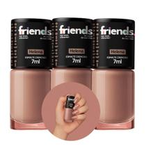 Kit 3 Esmalte Cremoso Nude Helena Friends 7ml Cor Vibrante