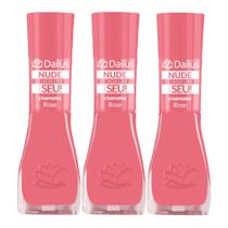 Kit 3 Esmalte Dailus Color Nude Cada um Tem o Seu! Cor Rose com 8ml
