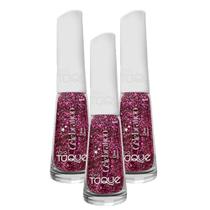 Kit 3 Esmalte Novo Toque Celebration Glitter Cor Diva 8ml Kit 3 Esmalte Novo Toque Celebration Glitter Cor Diva 8ml