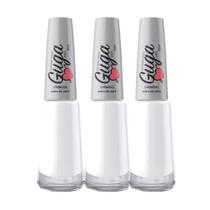 Kit 3 Esmalte para Unhas Cremoso Cor Copo de Leite Branco 8ml Guga