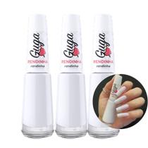Kit 3 Esmalte para Unhas Rendinha Renda Branco Cremoso 200 8ml Guga