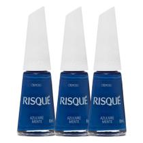 Kit 3 Esmalte Risqué Coloridos Cremoso Cor Azulivre Mente 8ml
