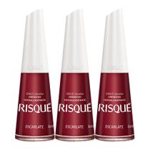 Kit 3 Esmalte Risqué Cor Escarlate Hipoalergênico com 8ml