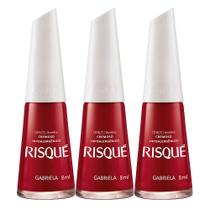 Kit 3 Esmalte Risqué Cor Gabriela Hipoalergênico com 8ml