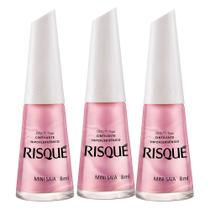 Kit 3 Esmalte Risqué Cor Mini Saia Cintilante com 8ml Kit 3 Esmalte Risqué Cor Mini Saia Cintilante com 8ml