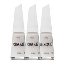 Kit 3 Esmalte Risqué Cor Renda Natural Hipoalergênico com 8ml
