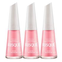 Kit 3 Esmalte Risqué Cor Rose Bombom Hipoalergênico com 8ml