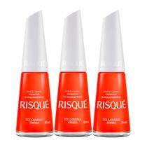 Kit 3 Esmalte Risqué Cor Sol Laranja Anima com 8ml