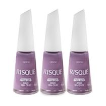 Kit 3 Esmalte Risqué Cremoso Nova Cor Roxo Sem Crise 8ml