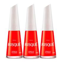 Kit 3 Esmalte Risqué Cremoso Vermelho Felicidade 8ml
