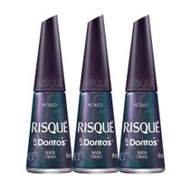 Kit 3 Esmalte Risqué Doritos Cor Nada Obvio Metálico 8ml Kit 3 Esmalte Risqué Doritos Cor Nada Obvio Metálico 8ml