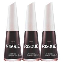Kit 3 Esmalte Risqué Preto Cremoso Eu Sou Esse Glamour Todo 8ml