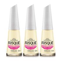 Kit 3 Esmalte Risqué Rendas do Brasil Cor Vidrilhos Natural Hipoalergênico com 8ml