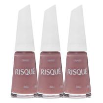 Kit 3 Esmalte Risqué Rosas Cremoso Cor Bali 8ml