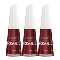 Kit 3 Esmalte Risque Vermelho Cremoso Licor com 8ml