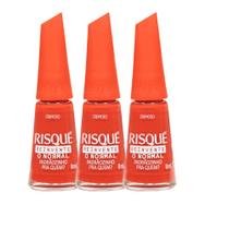 Kit 3 Esmalte Risqué Vermelho Cremoso Padrãozinho pra Quem 8ml