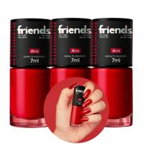 Kit 3 Esmalte Vermelho Clássico Cremoso Ana Friends 7ml Cor Vibrante Kit 3 Esmalte Vermelho Clássico Cremoso Ana Friends 7ml Cor Vibrante