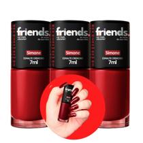 Kit 3 Esmalte Vermelho Cremoso Simone Friends 7ml Cor Vibrante Kit 3 Esmalte Vermelho Cremoso Simone Friends 7ml Cor Vibrante