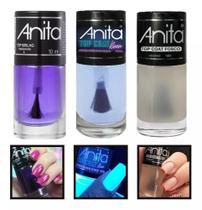 Kit 3 Esmaltes Anita Top Coat Neon + Fosco + Top Brilho Kit 3 Esmaltes Anita Top Coat Neon + Fosco + Top Brilho