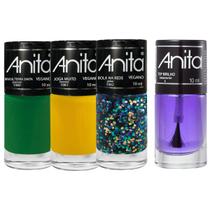 Kit 3 Esmaltes Coleção É Copaaa + Top Brilho 10ml Anita