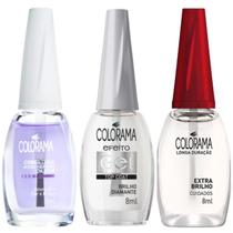 Kit 3 Esmaltes Colorama Finalizadores Extra Brilho, Top Coat Gel e Cobertura Intensificadora Alta Du Kit 3 Esmaltes Colorama Finalizadores Extra Brilho, Top Coat Gel e Cobertura Intensificadora Alta Du