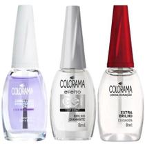 Kit 3 Esmaltes Colorama Finalizadores Extra Brilho, Top Coat Gel e Cobertura Intensificadora Alta Duração do esmalt Kit 3 Esmaltes Colorama Finalizadores Extra Brilho, Top Coat Gel e Cobertura Intensificadora Alta Duração do esmalt