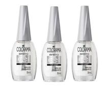 Kit 3 Esmaltes Efeito Gel Colorama Top Coat Brilho Diamante 8ml