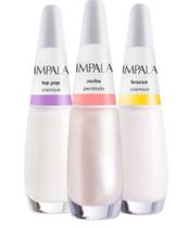 Kit 3 Esmaltes Impala Francesinha Branco + Top Pop + Sonho 7,5ml