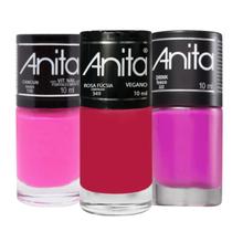 Kit 3 Esmaltes Tons de Rosa 10ml Coleção Anita Kit 3 Esmaltes Tons de Rosa 10ml Coleção Anita
