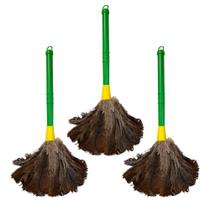 Kit 3 Espanador De Pó 38 Cm Penas De Avestruz Tira Poeira