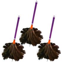 Kit 3 Espanadores De Pó 48cm Com Pluma De Avestruz Poeira