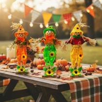 Kit 3 Espantalhos C/ Base Palha 30cm Decoração Festa Junina