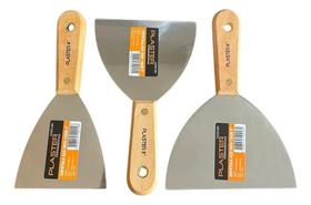 Kit 3 Espátula Aço Inox Cromado 10Cm 12,5Cm 15 Cm Pintura Kit 3 Espátula Aço Inox Cromado 10Cm 12,5Cm 15 Cm Pintura